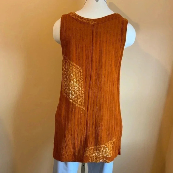 KALIYANA Orange Oversized Linen Textured Top Size S/M - Picture 3 of 15
